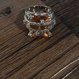 Peach Gemstone with Swarovski Crystals